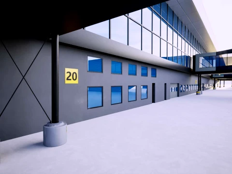 Bergen Airport Flesland Terminal Exterior Only Low-Poly 3D Model