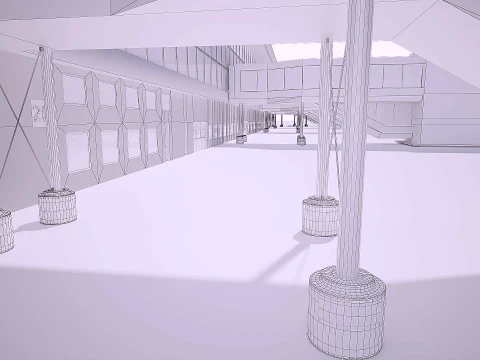 Bergen Airport Flesland Terminal Exterior Only Low-Poly 3D Model