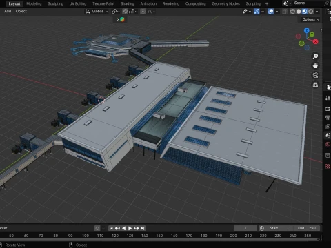 Bergen Airport Flesland Terminal Exterior Only Low-Poly 3D Model