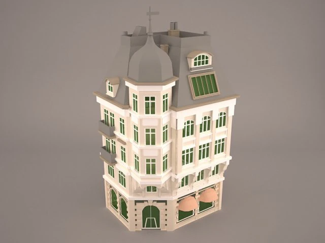 Bank building 3D Model .c4d .max .obj .3ds .fbx .stl .blend