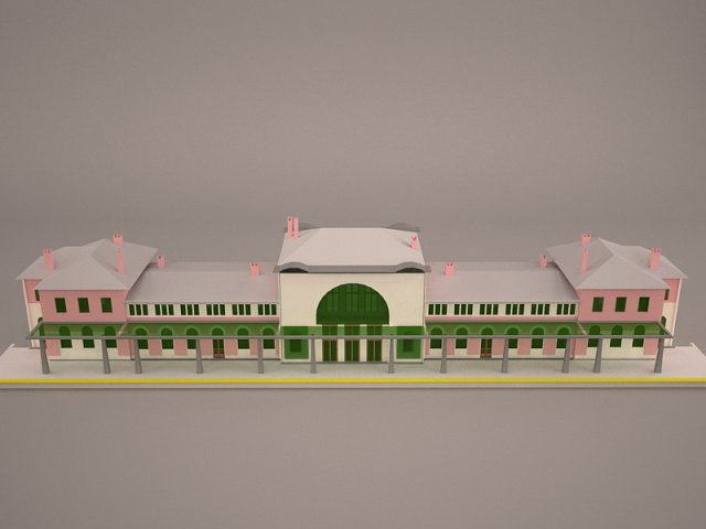 Railway station 3D Model .c4d .max .obj .3ds .fbx .stl .blend 