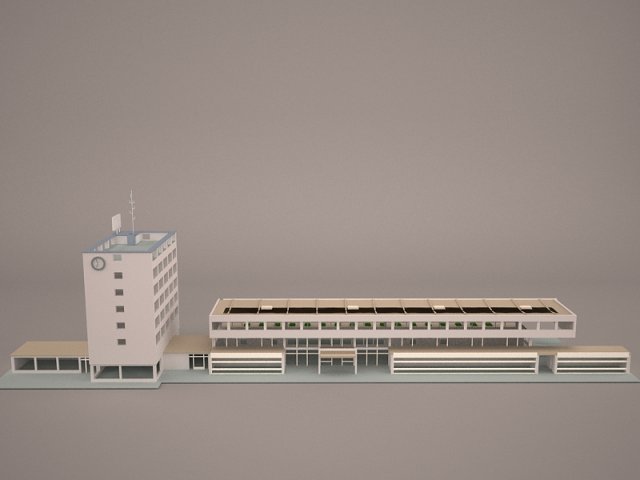 Railway station 3D Model .c4d .max .obj .3ds .fbx .stl .blend 