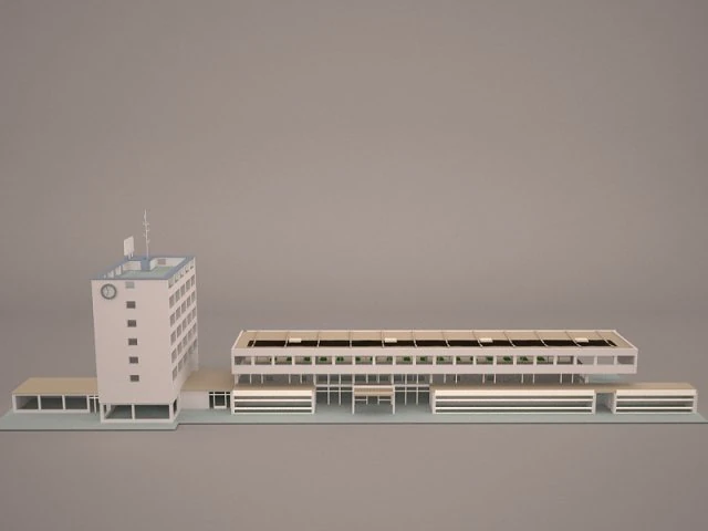 Railway station 3D Model .c4d .max .obj .3ds .fbx .stl .blend 