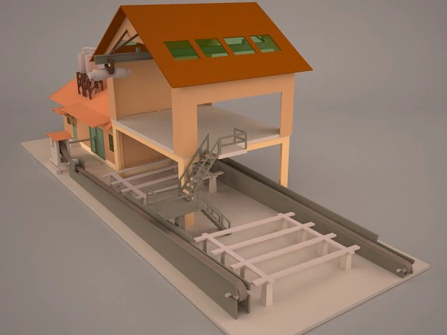 Sawmill exterior 3D Model .c4d .max .obj .3ds .fbx .stl .blend 
