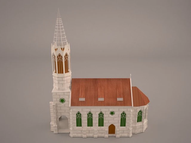 Church 3D Model .c4d .max .obj .3ds .fbx .stl .blend 
