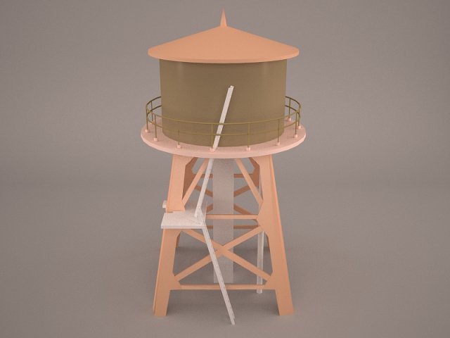 Water tower 3D Model .c4d .max .obj .3ds .fbx .stl .blend 