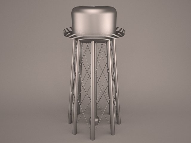 Water tower 1 3D Model .c4d .max .obj .3ds .fbx .stl .blend 