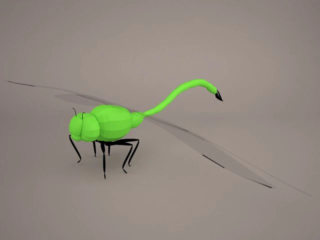 Cartoon dragonfly 1 3D Model .c4d .max .obj .3ds .fbx .stl .blend 