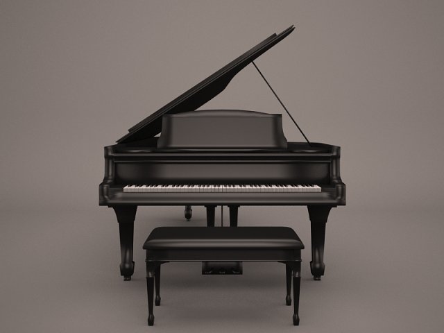 grand piano 3D 模型 .c4d .max .obj .3ds .fbx .stl .blend 