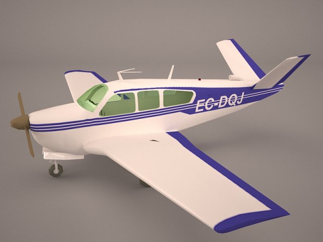 civil utility aircraft beechcraft bonanza s35 v tail 3D मॉडल .c4d .max .obj .3ds .fbx .stl .blend 