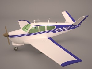 civil utility aircraft beechcraft bonanza s35 v tail 3D Model