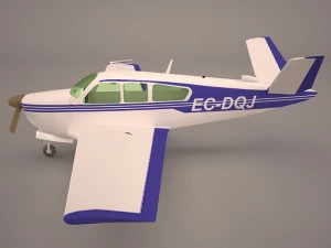 civil utility aircraft beechcraft bonanza s35 v tail 3D Model