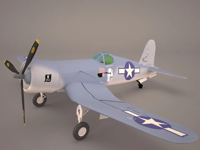 airplane f4u corsair fighter 3D Model .c4d .max .obj .3ds .fbx .stl .blend