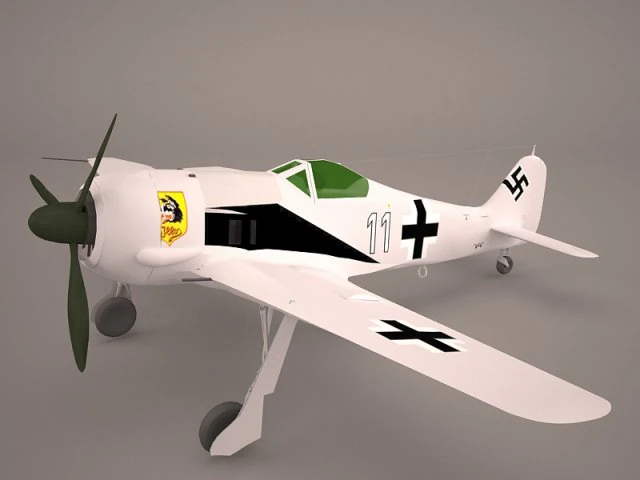 german wwii fighter aircraft fw 190 3D Model .c4d .max .obj .3ds .fbx .stl .blend 