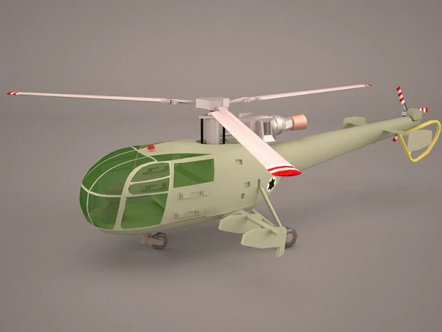 aerospatiale alouette iii 3D Model .c4d .max .obj .3ds .fbx .stl .blend