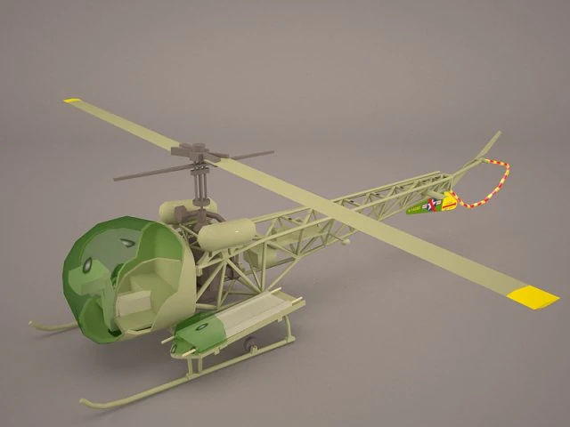 bell h 13 sioux united states army 3D Model .c4d .max .obj .3ds .fbx .stl .blend