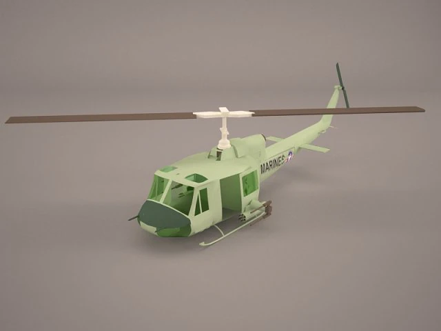 bell uh-1 iroquois camo 3D Model .c4d .max .obj .3ds .fbx .stl .blend 