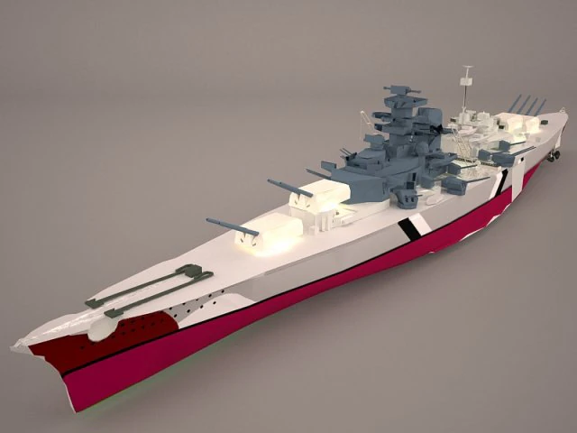 bismarck class battleship 3D Model .c4d .max .obj .3ds .fbx .stl .blend