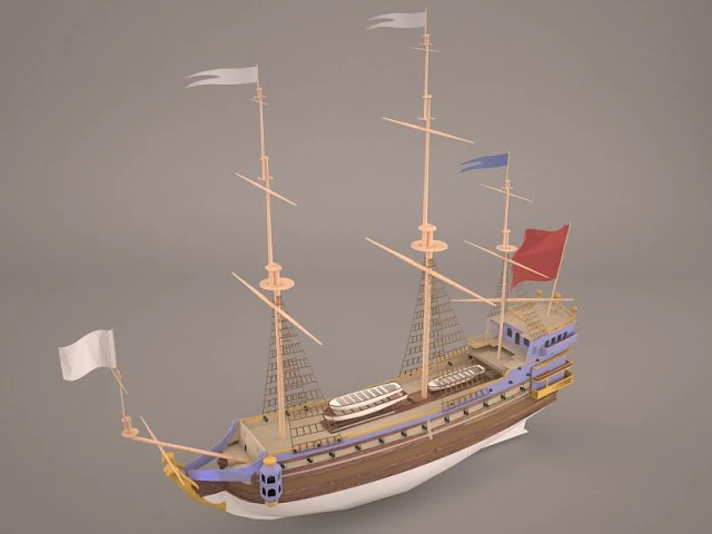 english galeon hms revenge 1577 3D Model .c4d .max .obj .3ds .fbx .stl .blend 