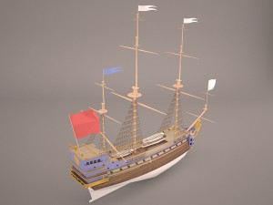 english galeon hms revenge 1577 3Dモデル