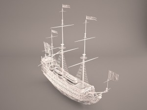english galeon hms revenge 1577 3Dモデル