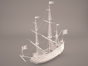 english galeon hms revenge 1577 3Dモデル