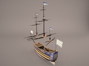 english galeon hms revenge 1577 3Dモデル