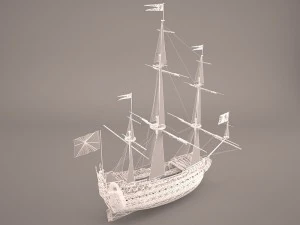 english galeon hms revenge 1577 3D Model