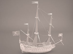 english galeon hms revenge 1577 3Dモデル