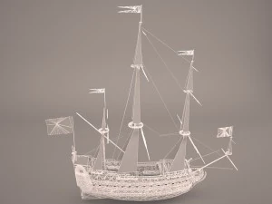 english galeon hms revenge 1577 3D Model