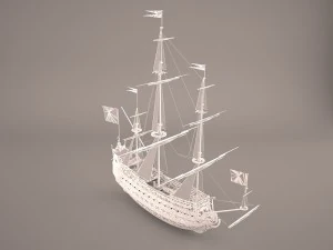 english galeon hms revenge 1577 3D Model