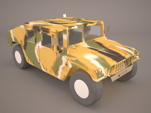 high mobility multipurpose wheeled vehicle humvee camo 3D Model