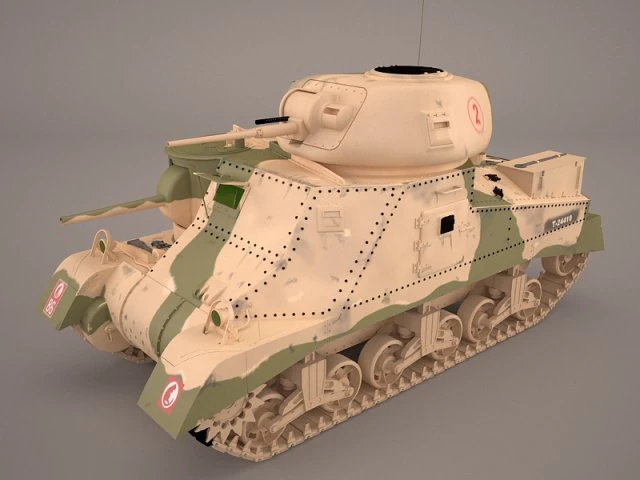 united states wwii m3 grant i medium tank 3D Model .c4d .max .obj .3ds .fbx .stl .blend 