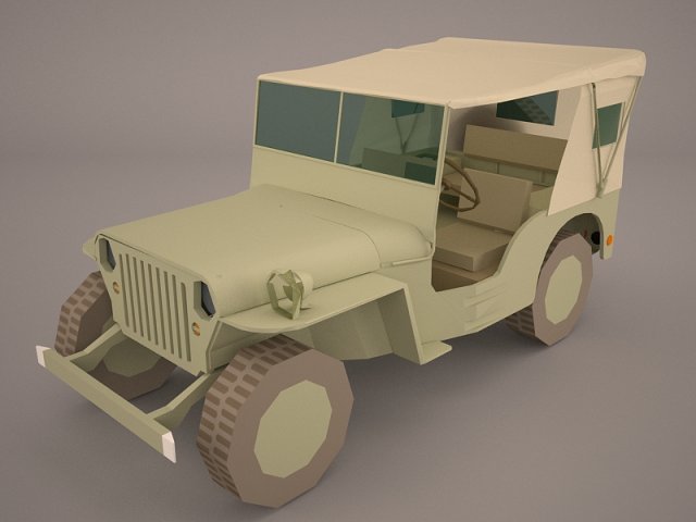jeep willys 1944 convertible 3D Model .c4d .max .obj .3ds .fbx .stl .blend 