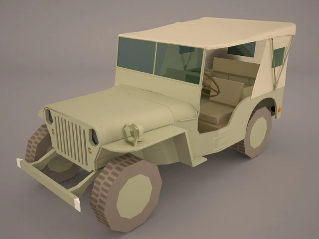 jeep willys 1944 convertible 3D Model .c4d .max .obj .3ds .fbx .stl .blend 