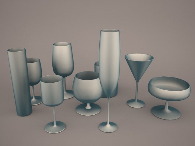 glass set Model 3D .c4d .max .obj .3ds .fbx .stl .blend 