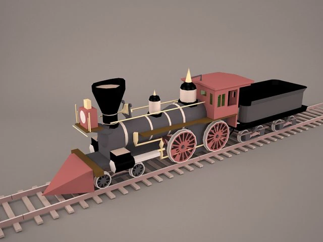 steam train and caboose 3D Model .c4d .max .obj .3ds .fbx .stl .blend 