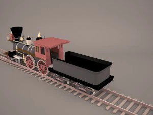 steam train and caboose 3D Model