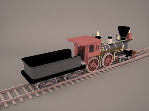 steam train and caboose 3Dモデル