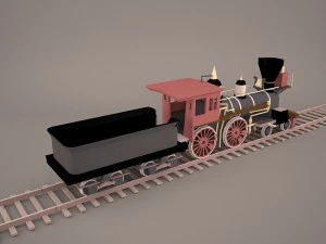 steam train and caboose 3D Model