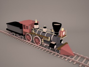 steam train and caboose 3Dモデル