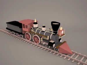 steam train and caboose 3D Model