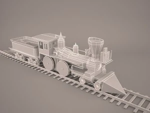 steam train and caboose 3D Model