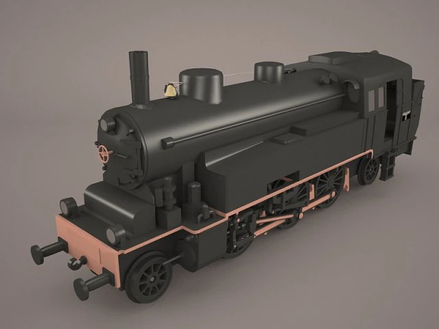 steam locomotive 3D Model .c4d .max .obj .3ds .fbx .stl .blend 