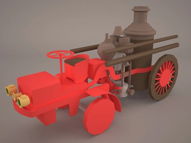 1911 christie fire engine 3D Model .c4d .max .obj .3ds .fbx .stl .blend 