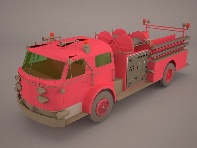 fire truck 3D 模型 .c4d .max .obj .3ds .fbx .stl .blend 