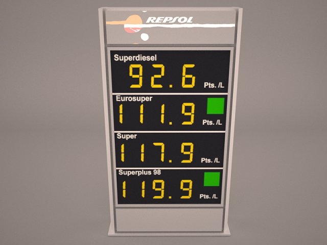 gas price sign 3D Model .c4d .max .obj .3ds .fbx .stl .blend 