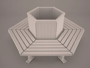 teakwood tree bench 3D Model
