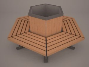 teakwood tree bench 3D Model