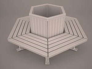 teakwood tree bench 3D Model